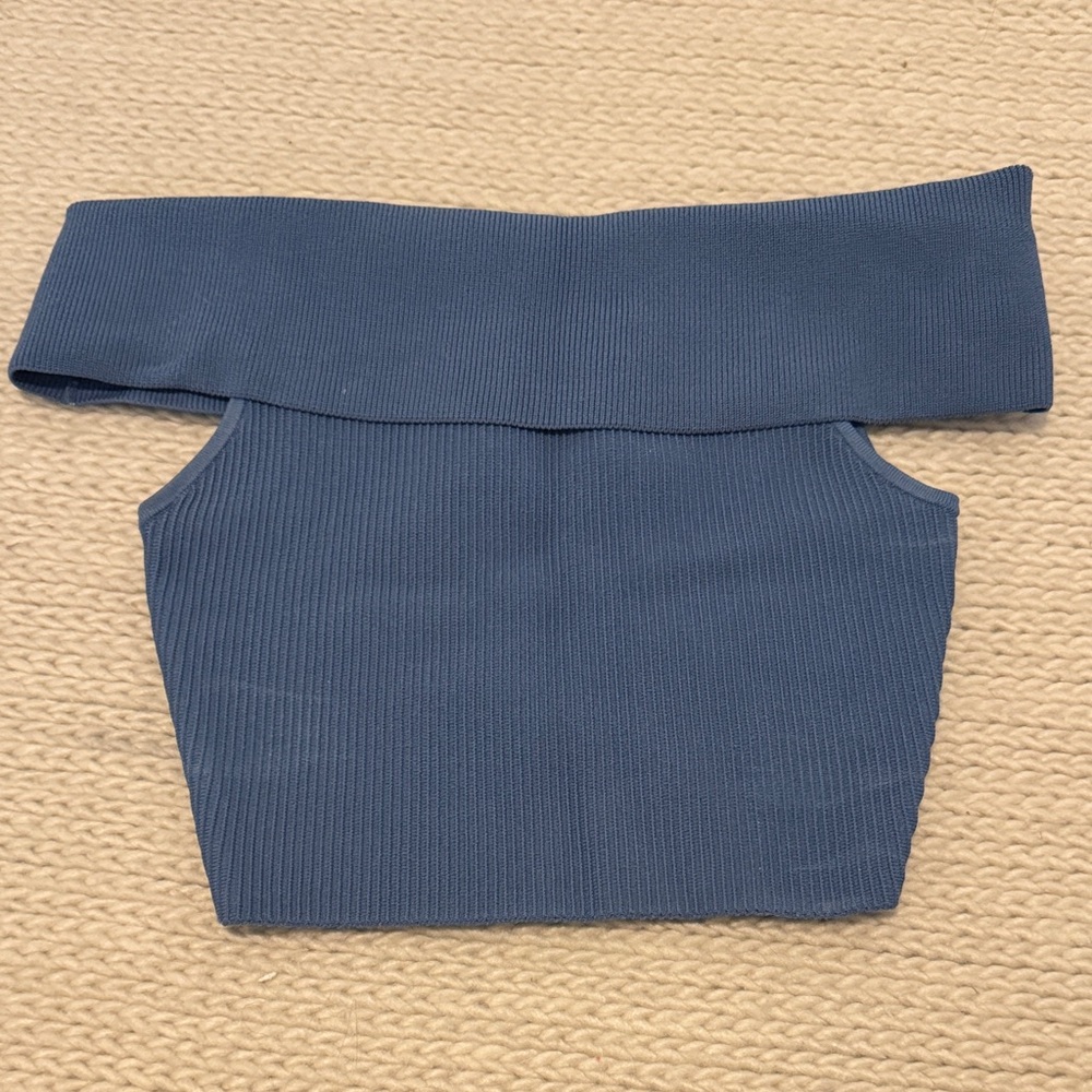 Elegant Blue Off-Shoulder Women's Top